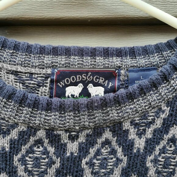 WOODS AND GRAY MENS SWEATER BLUE & GRAY SIZE LARGE - Picture 3 of 4